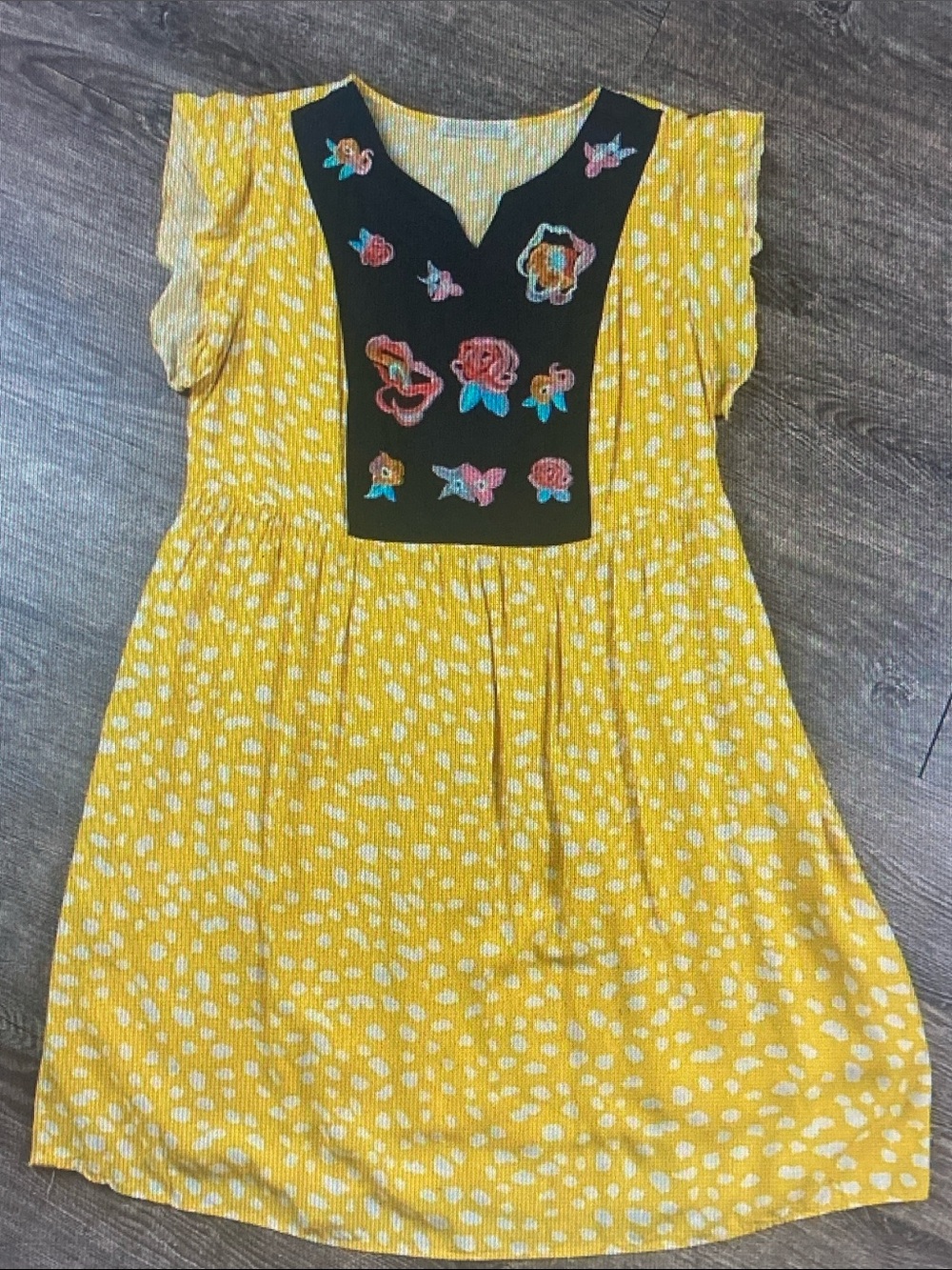 Yellow Floral Embroidered Mini Dress